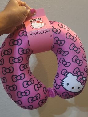 Hello Kitty Pink Bow-Print Memory Foam Neck Pillow